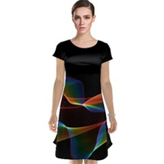 Fluted Cosmic Rafluted Cosmic Rainbow, Abstract Winds Cap Sleeve Nightdress by DianeClancy