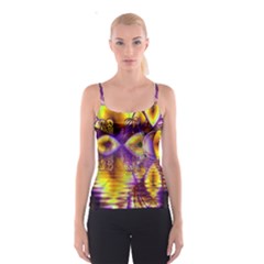 Golden Violet Crystal Palace, Abstract Cosmic Explosion Spaghetti Strap Top by DianeClancy