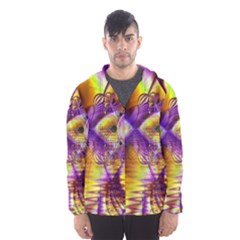 Golden Violet Crystal Palace, Abstract Cosmic Explosion Hooded Wind Breaker (men) by DianeClancy