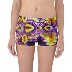 Golden Violet Crystal Palace, Abstract Cosmic Explosion Boyleg Bikini Bottoms by DianeClancy