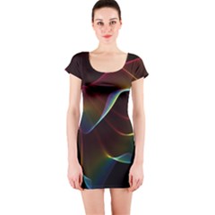 Imagine, Through The Abstract Rainbow Veil Short Sleeve Bodycon Dress