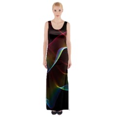 Imagine, Through The Abstract Rainbow Veil Maxi Thigh Split Dress by DianeClancy