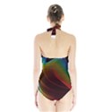 Liquid Rainbow, Abstract Wave Of Cosmic Energy  Women s Halter One Piece Swimsuit View2