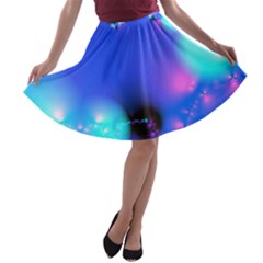 Love In Action, Pink, Purple, Blue Heartbeat 10000x7500 A-line Skater Skirt