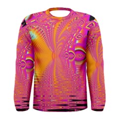 Magenta Boardwalk Carnival, Abstract Ocean Shimmer Men s Long Sleeve Tee by DianeClancy