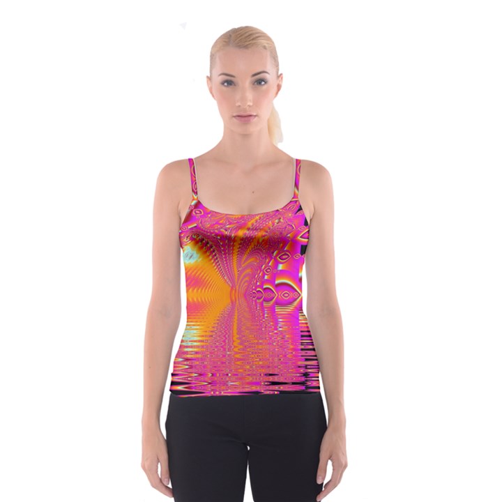 Magenta Boardwalk Carnival, Abstract Ocean Shimmer Spaghetti Strap Top