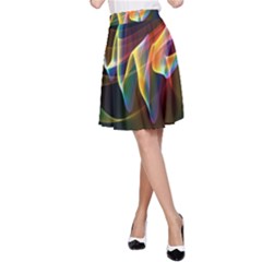 Northern Lights, Abstract Rainbow Aurora A-line Skirt by DianeClancy