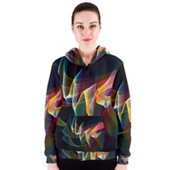 Northern Lights, Abstract Rainbow Aurora Women s Zipper Hoodie by DianeClancy