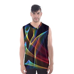 Peacock Symphony, Abstract Rainbow Music Men s Basketball Tank Top