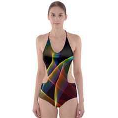 Peacock Symphony, Abstract Rainbow Music Cut-out One Piece Swimsuit