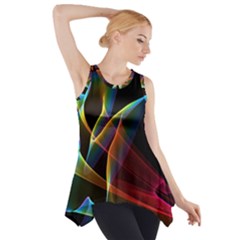 Peacock Symphony, Abstract Rainbow Music Side Drop Tank Tunic by DianeClancy