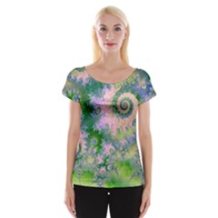 Rose Apple Green Dreams, Abstract Water Garden Women s Cap Sleeve Top by DianeClancy