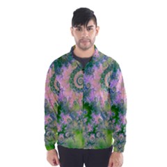 Rose Apple Green Dreams, Abstract Water Garden Wind Breaker (men) by DianeClancy