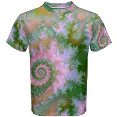 Rose Forest Green, Abstract Swirl Dance Men s Cotton Tee by DianeClancy