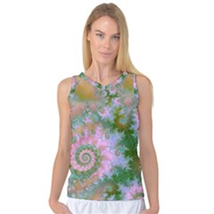 Rose Forest Green, Abstract Swirl Dance Women s Basketball Tank Top by DianeClancy