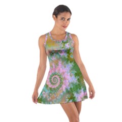 Rose Forest Green, Abstract Swirl Dance Racerback Dresses by DianeClancy