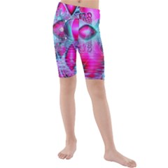 Ruby Red Crystal Palace, Abstract Jewels Kid s Mid Length Swim Shorts by DianeClancy