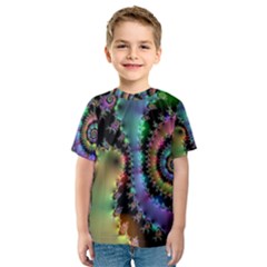 Satin Rainbow, Spiral Curves Through The Cosmos Kid s Sport Mesh Tee