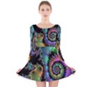 Satin Rainbow, Spiral Curves Through the Cosmos Long Sleeve Velvet Skater Dress View1