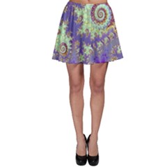 Sea Shell Spiral, Abstract Violet Cyan Stars Skater Skirt by DianeClancy