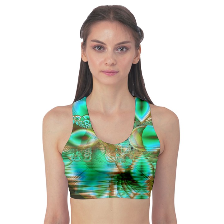 Spring Leaves, Abstract Crystal Flower Garden Sports Bra