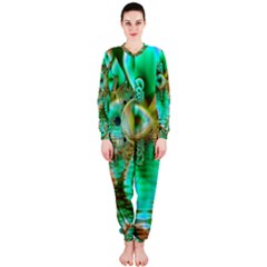 Spring Leaves, Abstract Crystal Flower Garden Onepiece Jumpsuit (ladies)  by DianeClancy