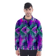  Teal Violet Crystal Palace, Abstract Cosmic Heart Wind Breaker (men) by DianeClancy