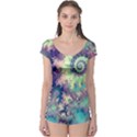 Violet Teal Sea Shells, Abstract Underwater Forest (purple Sea Horse, Abstract Ocean Waves  Boyleg Leotard (Ladies) View1