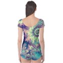 Violet Teal Sea Shells, Abstract Underwater Forest (purple Sea Horse, Abstract Ocean Waves  Boyleg Leotard (Ladies) View2