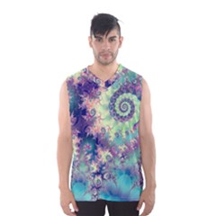 Violet Teal Sea Shells, Abstract Underwater Forest (purple Sea Horse, Abstract Ocean Waves  Men s Basketball Tank Top by DianeClancy