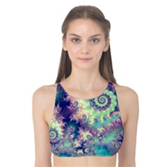 Violet Teal Sea Shells, Abstract Underwater Forest (purple Sea Horse, Abstract Ocean Waves  Tank Bikini Top by DianeClancy