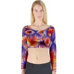 Winter Crystal Palace, Abstract Cosmic Dream (lake 12 15 13) 9900x7400 Smaller Long Sleeve Crop Top by DianeClancy