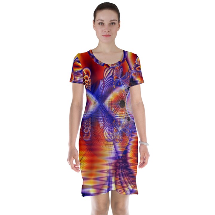 Winter Crystal Palace, Abstract Cosmic Dream (lake 12 15 13) 9900x7400 Smaller Short Sleeve Nightdress