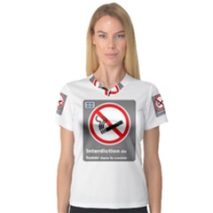 No Smoking  Women s V-neck Sport Mesh Tee