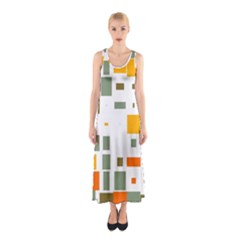 Rectangles And Squares In Retro Colors  Full Print Maxi Dress