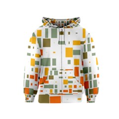 Rectangles And Squares In Retro Colors  Kids Zipper Hoodie by LalyLauraFLM