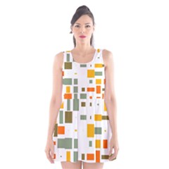 Rectangles And Squares In Retro Colors  Scoop Neck Skater Dress