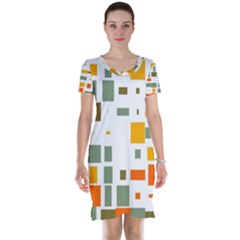 Rectangles And Squares In Retro Colors  Short Sleeve Nightdress by LalyLauraFLM