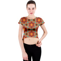 Stars Pattern   Crew Neck Crop Top by LalyLauraFLM