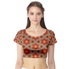 Stars Pattern   Short Sleeve Crop Top by LalyLauraFLM