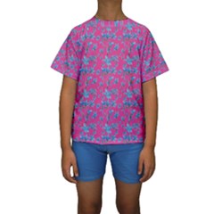 Floral Collage Revival Print Kid s Short Sleeve Swimwear