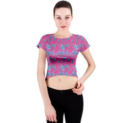 Floral Collage Revival Print Crew Neck Crop Top