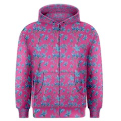 Floral Collage Revival Print Men s Zipper Hoodie