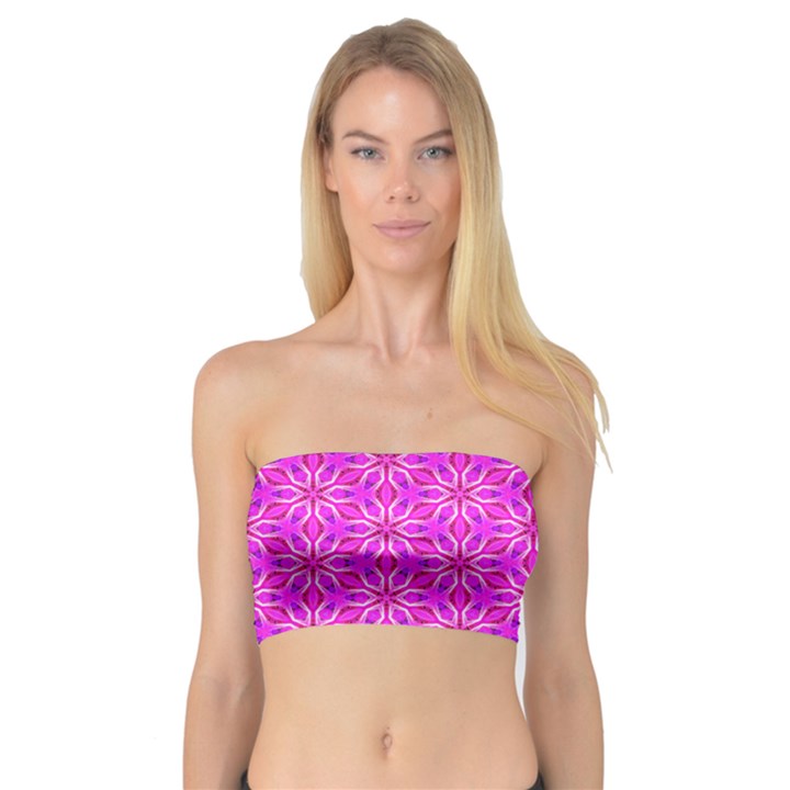 Pink Snowflakes Spinning In Winter Bandeau Top