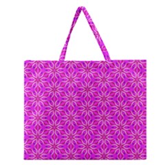 Pink Snowflakes Spinning In Winter Zipper Large Tote Bag