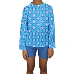 Aqua Hawaiian Stars Under A Night Sky Dance Kid s Long Sleeve Swimwear by DianeClancy