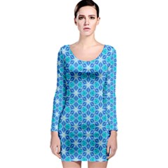 Aqua Hawaiian Stars Under A Night Sky Dance Long Sleeve Bodycon Dress by DianeClancy