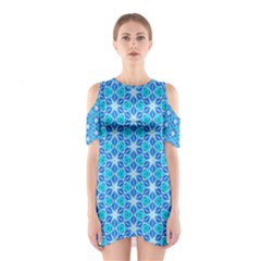 Aqua Hawaiian Stars Under A Night Sky Dance Cutout Shoulder Dress by DianeClancy