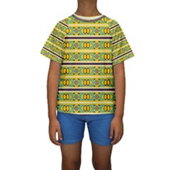 Circles And Stripes Pattern        Kid s Short Sleeve Swimwear