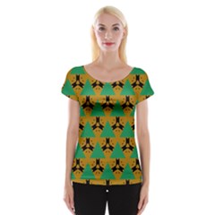 Triangles And Other Shapes Pattern        Women s Cap Sleeve Top